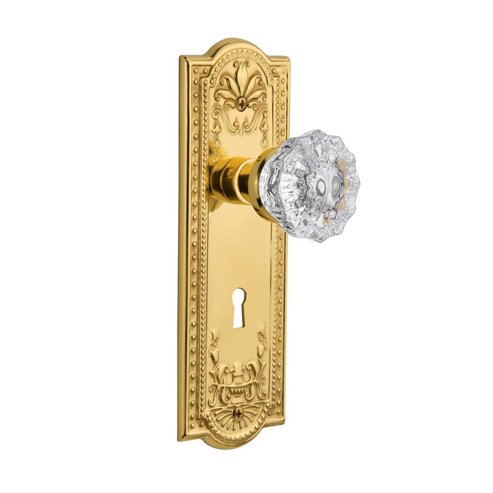 Nostalgic Warehouse MEACRY Double Dummy Meadows Plate with Crystal Knob and Keyhole in Polished Brass